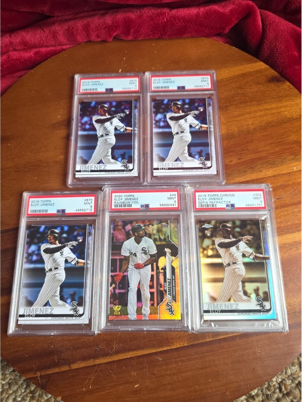 2019 TOPPS #670 ELOY JIMENEZ RC ROOKIE PSA 9 Lot 5 Cards Sepia Rainbow Foil